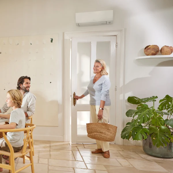 Daikin Perfera indoor unit installed in a family kitchen and dining area
