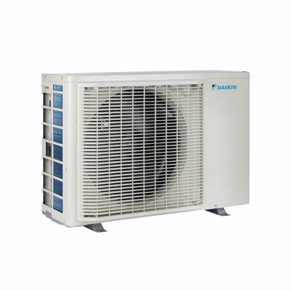 Daikin Sensira outdoor air conditioning unit in white with inverter technology and compact grille