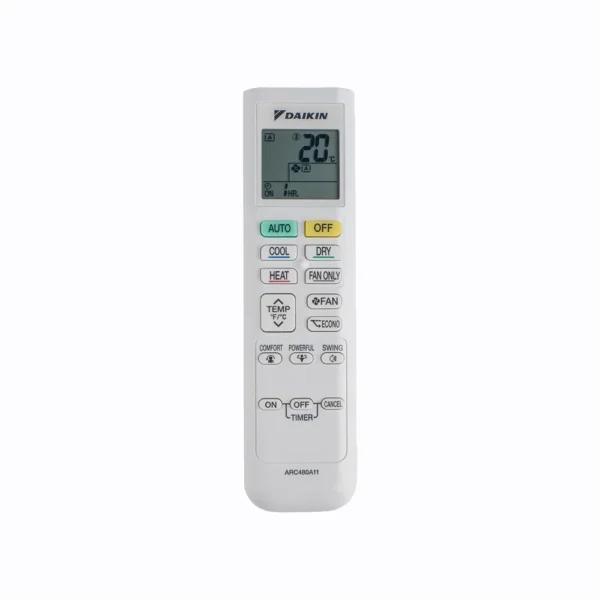 Daikin Comfora air conditioner remote control with LCD screen and function buttons