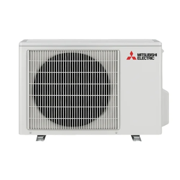 Mitsubishi MFZ-KT white outdoor condenser unit with circular fan grille