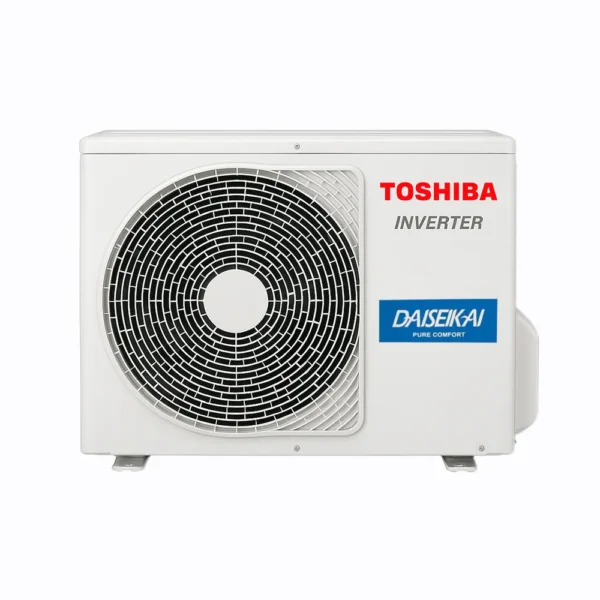 Toshiba Daiseikai 10 outdoor condenser unit with inverter label and fan grille